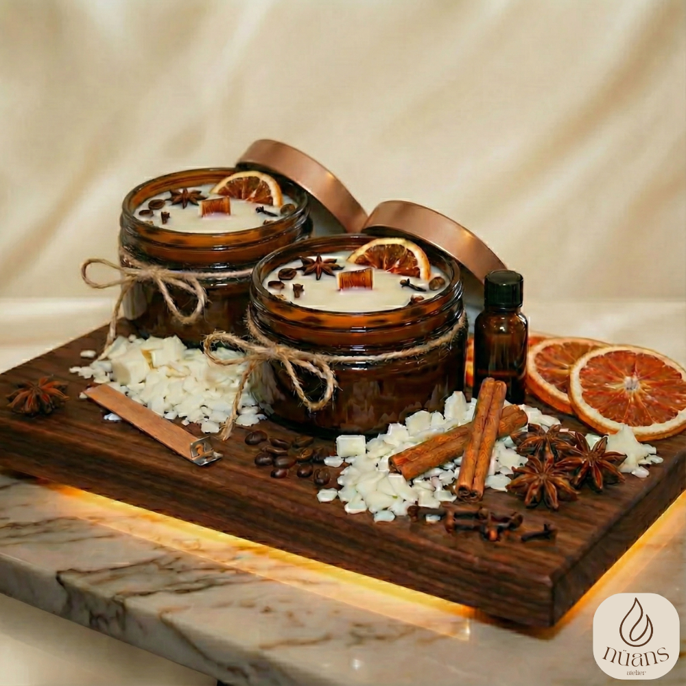 "Winter in Love" Duo: Şömine Etkili İkili Soya Mum Seti | Bitter Orange & Cinnamon