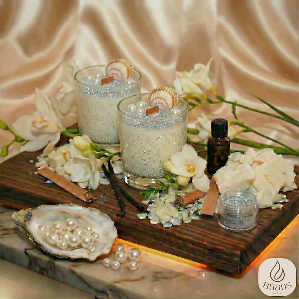 "Vanilla Pearl" Duo: Şömine Etkili İkili Soya Mum Seti | Warm Vanilla & Creamy