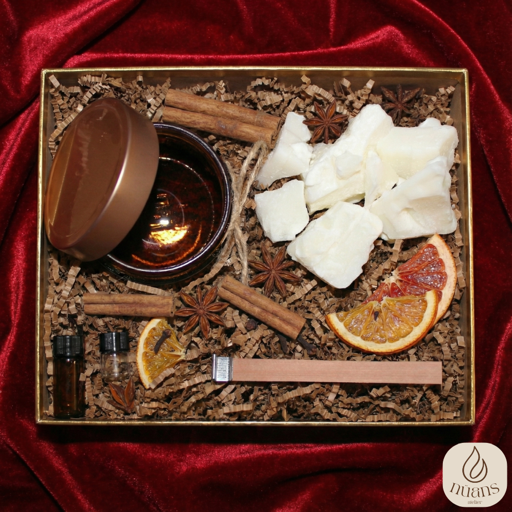 "Winter in Love" Şömine Etkili Premium DIY Soya Mum Kiti | Bitter Orange & Cinnamon Notalı