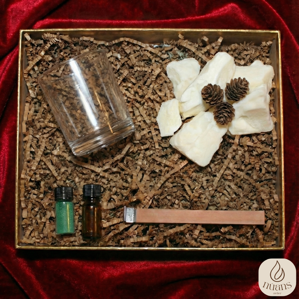 "Pine Breeze" Şömine Etkili Premium DIY Soya Mum Kiti | Crisp Pine & Cedarwood Notalı