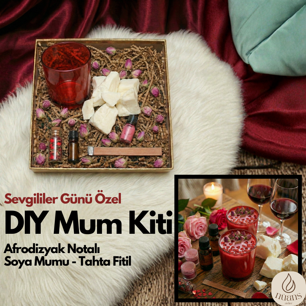 ✨ "Aphrodite's Whisper" Çıtırdayan Ahşap Fitilli Premium DIY Soya Mum Kiti | Afrodizyak Notalı